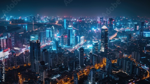 Wallpaper Mural Spectacular night skyline of a large modern city at night. Torontodigital.ca