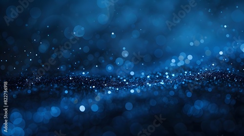 Abstract Blue Background with Glowing Particles and Bokeh Lights