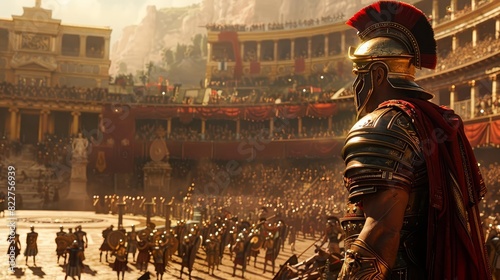A gladiator saluting the emperor before the start of a deadly duel,