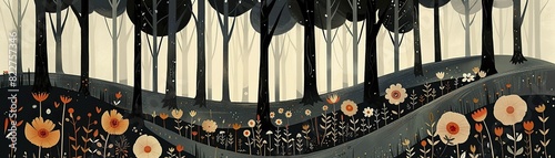 Serene magical forest sanctuary illustration, ideal for children's books delving into fantastical worlds.