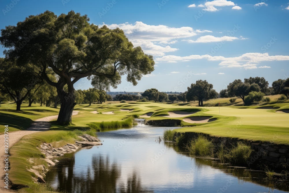 Perfect golf course with Immaculate Fairways and Greens., generative IA Perfect golf course with Immaculate Fairways and Greens., generative IA
