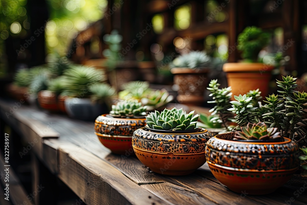 Verdant coffee with decorative cacti., generative IA Verdant coffee with decorative cacti., generative IA