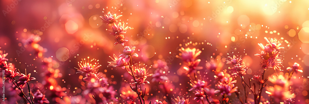 Vibrant Summer Meadow, a Tapestry of Purple and Pink Wildflowers Under a Bright, Sunlit Sky Vibrant Summer Meadow, a Tapestry of Purple and Pink Wildflowers Under a Bright, Sunlit Sky