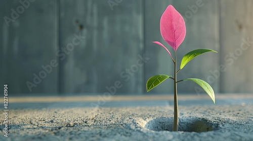 Symbolizing hope and innovation in cancer a seed sprouting through concrete flat design top view nature theme cartoon drawing colored pastel