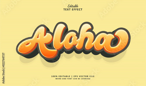 Aloha Editable Text Effect Style 3d Modern. Text Effect Theme Summer Season. 