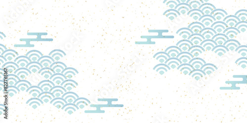 波　和柄　水彩　背景	