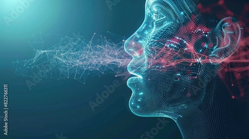 AI speaks and imitates the human voice text-to-speech or TTS speech synthesis applications generative Artificial Intelligence and futuristic technology in language and communication photo