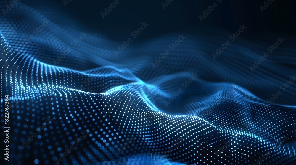 Abstract Blue Glowing Particles with Dynamic Waves and Dots Abstract Blue Glowing Particles with Dynamic Waves and Dots
