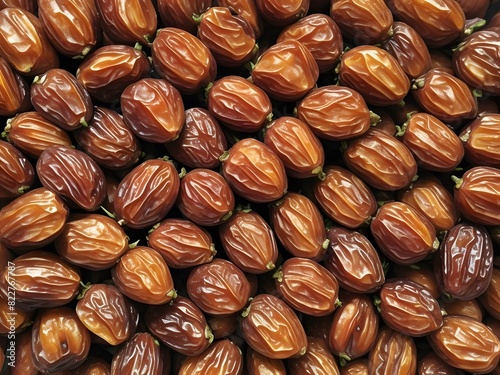 dates close up. date palm background. Date palm on a traditional craftsman market.Horizontal image.