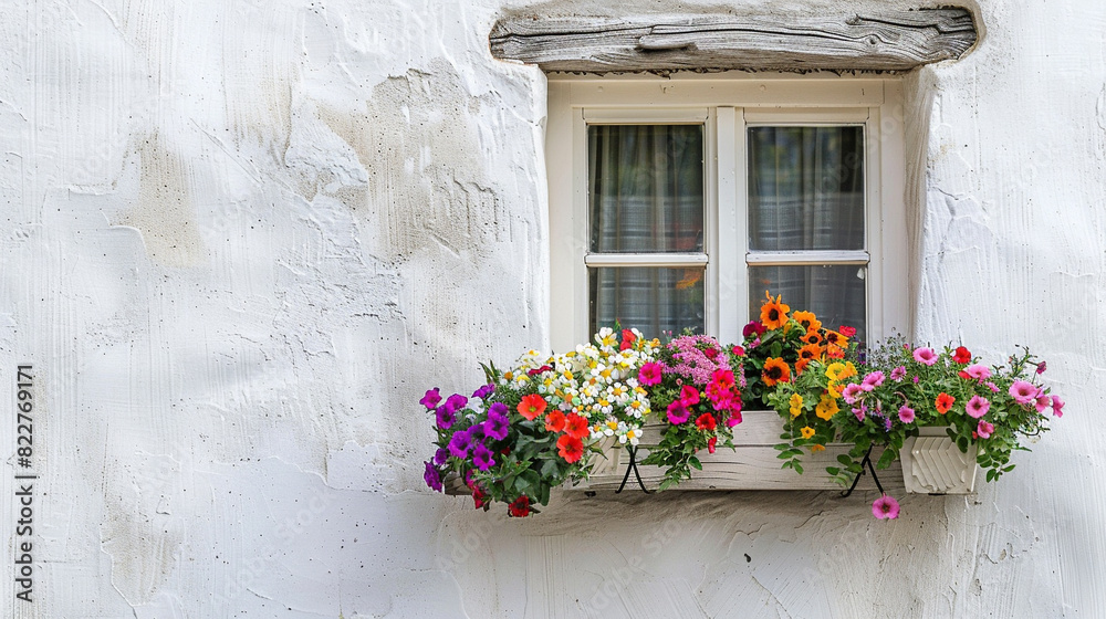 Naklejka premium 花のある外壁