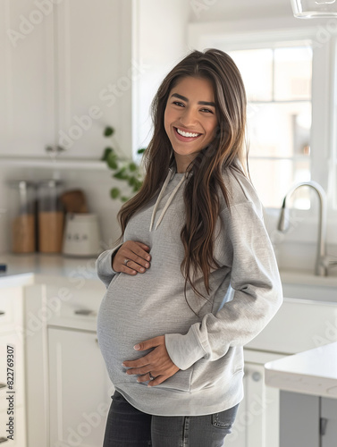 Radiant Mom-to-Be in Kitchen Setting