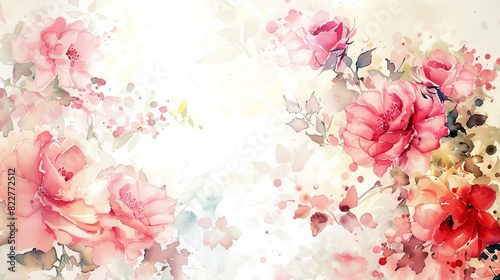 Watercolor floral background for wedding, birthday, card, invitation