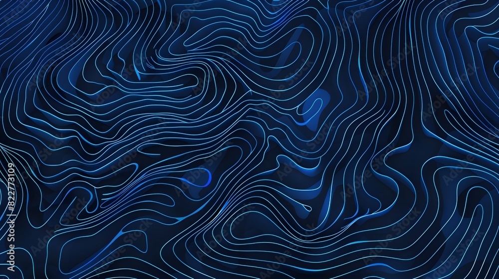 Abstract Blue Wavy Lines on Dark Background