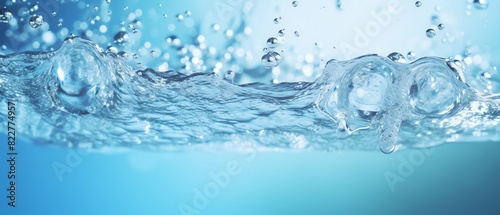 Closeup view of clear, sparkling oxygen bubbles rising in a glass of mineral water, symbolizing freshness, hydration, and health benefits associated with enriched drinking water
