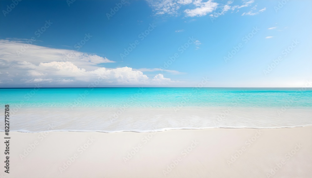 Beautiful tropical beach, blue summer sky and white sandy ocean Beautiful tropical beach, blue summer sky and white sandy ocean