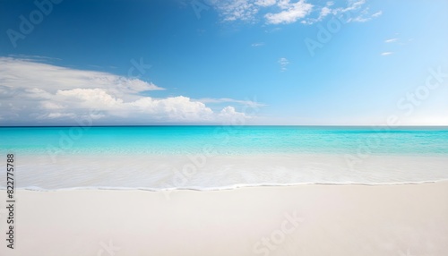 Beautiful tropical beach  blue summer sky and white sandy ocean