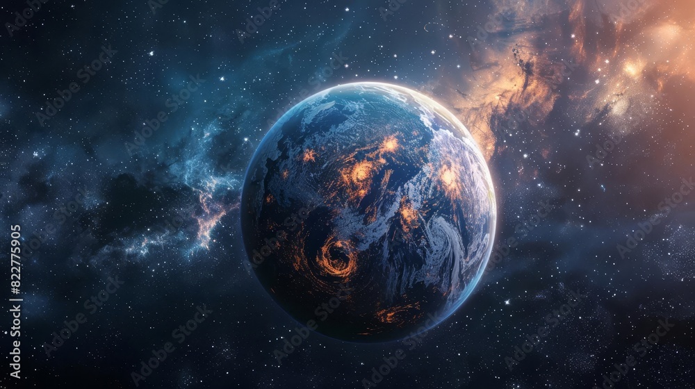 custom made wallpaper toronto digitalA habitable zone exoplanet with signs of water and potential for life, located in a star cluster,