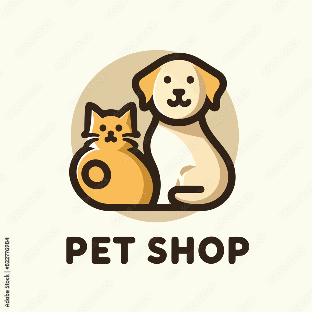 vector dog and cat logo with pet shop text
