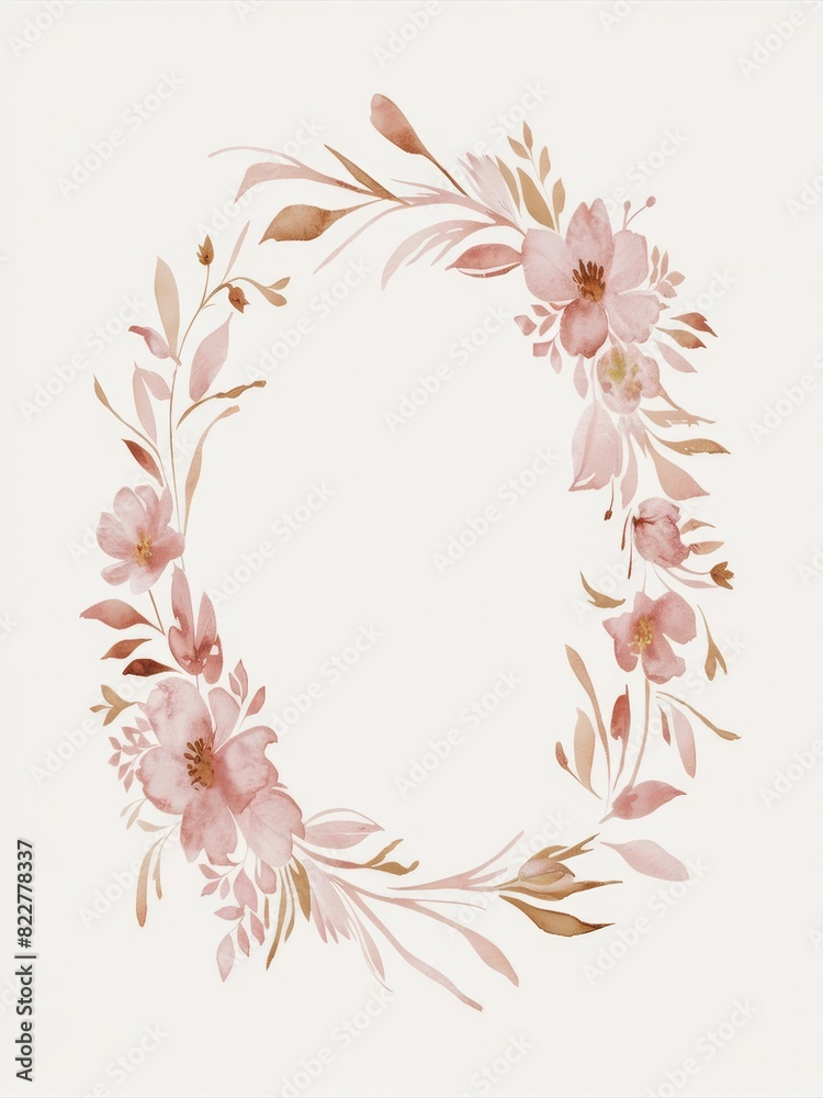 Obraz premium Watercolor Floral Border Frame on White Background - Invitations, Weddings, Stationery