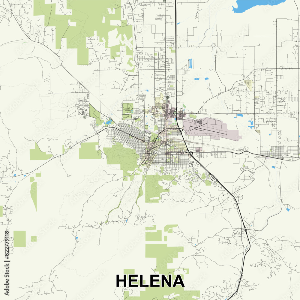 Helena, Montana, United States map poster art