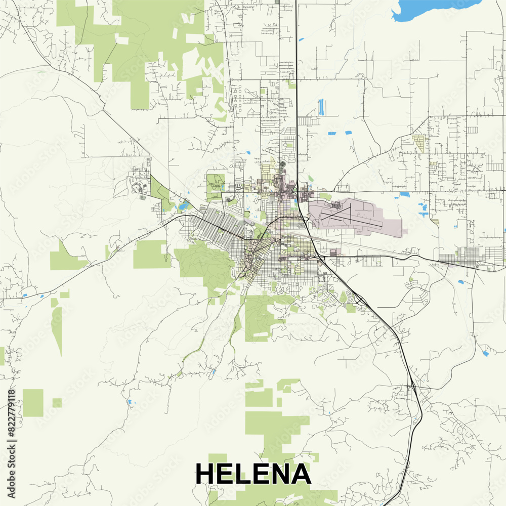 Obraz premium Helena, Montana, United States map poster art