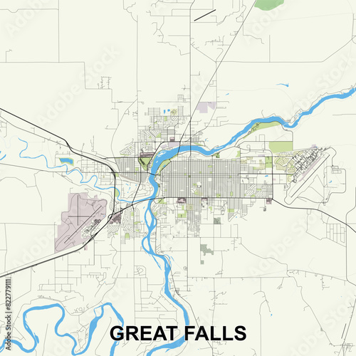 Great Falls, Montana, United States map poster art