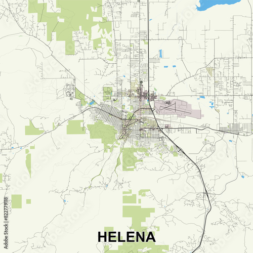 Helena, Montana, United States map poster art