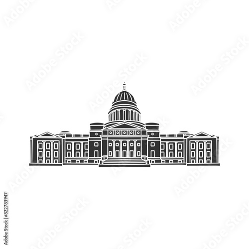 Arkansas Capitol Icon Silhouette Illustration. State Building Vector Graphic Pictogram Symbol Clip Art. Doodle Sketch Black Sign.