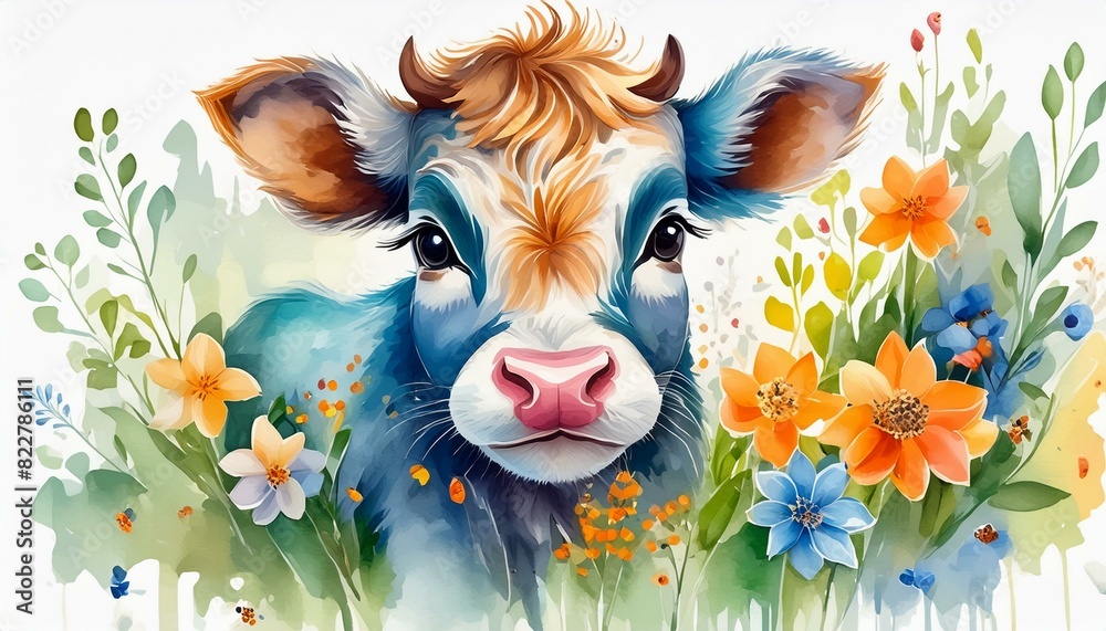watercolor baby cow clipart for graphic resources Stock Illustration ...