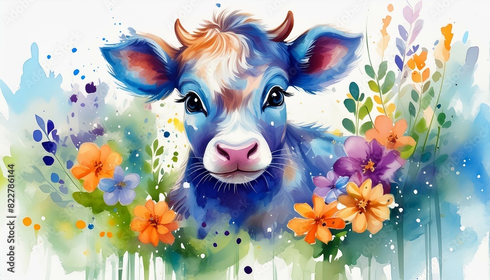watercolor baby cow clipart for graphic resources Stock Illustration ...