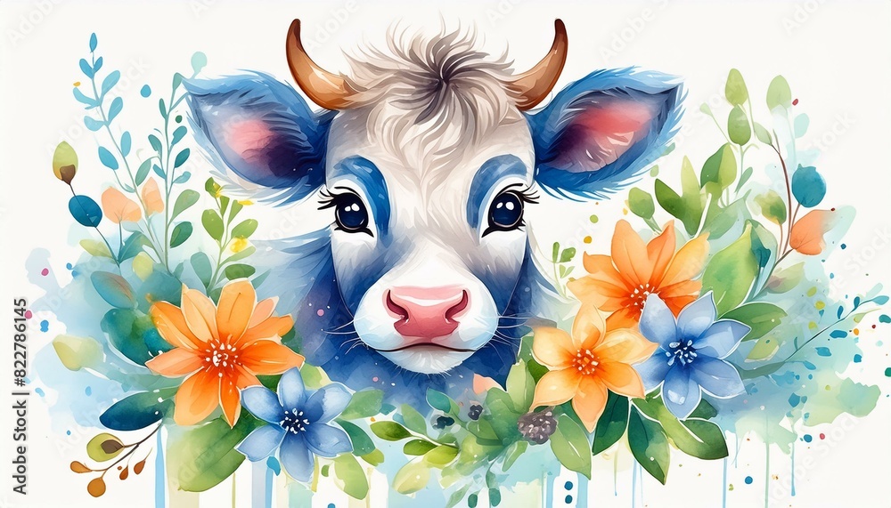 watercolor baby cow clipart for graphic resources Stock Illustration ...