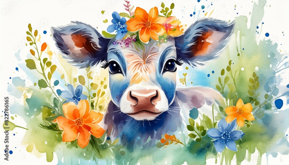 watercolor baby cow clipart for graphic resources Stock Illustration ...