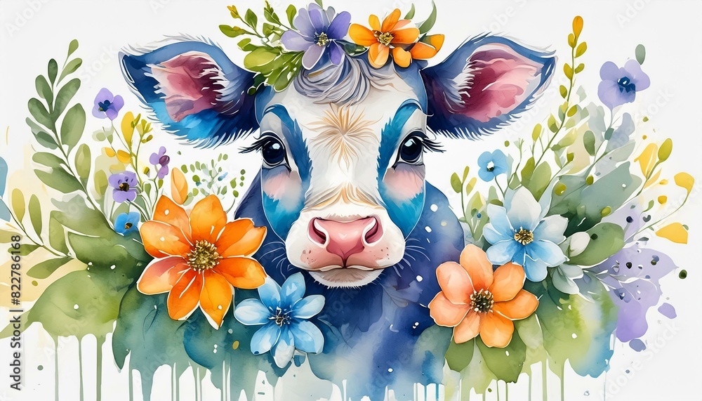 watercolor baby cow clipart for graphic resources Stock Illustration ...
