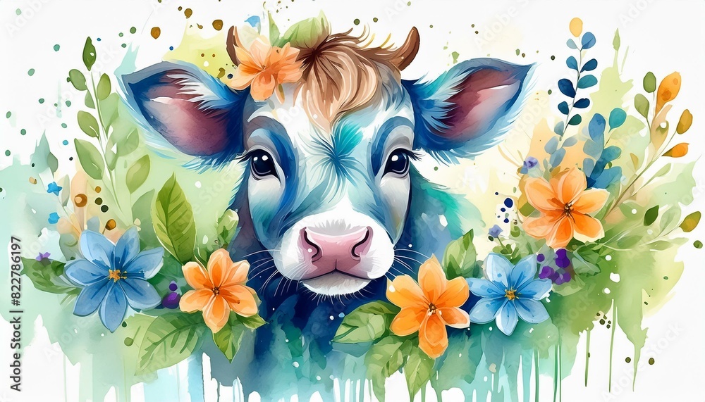 watercolor baby cow clipart for graphic resources Stock Illustration ...
