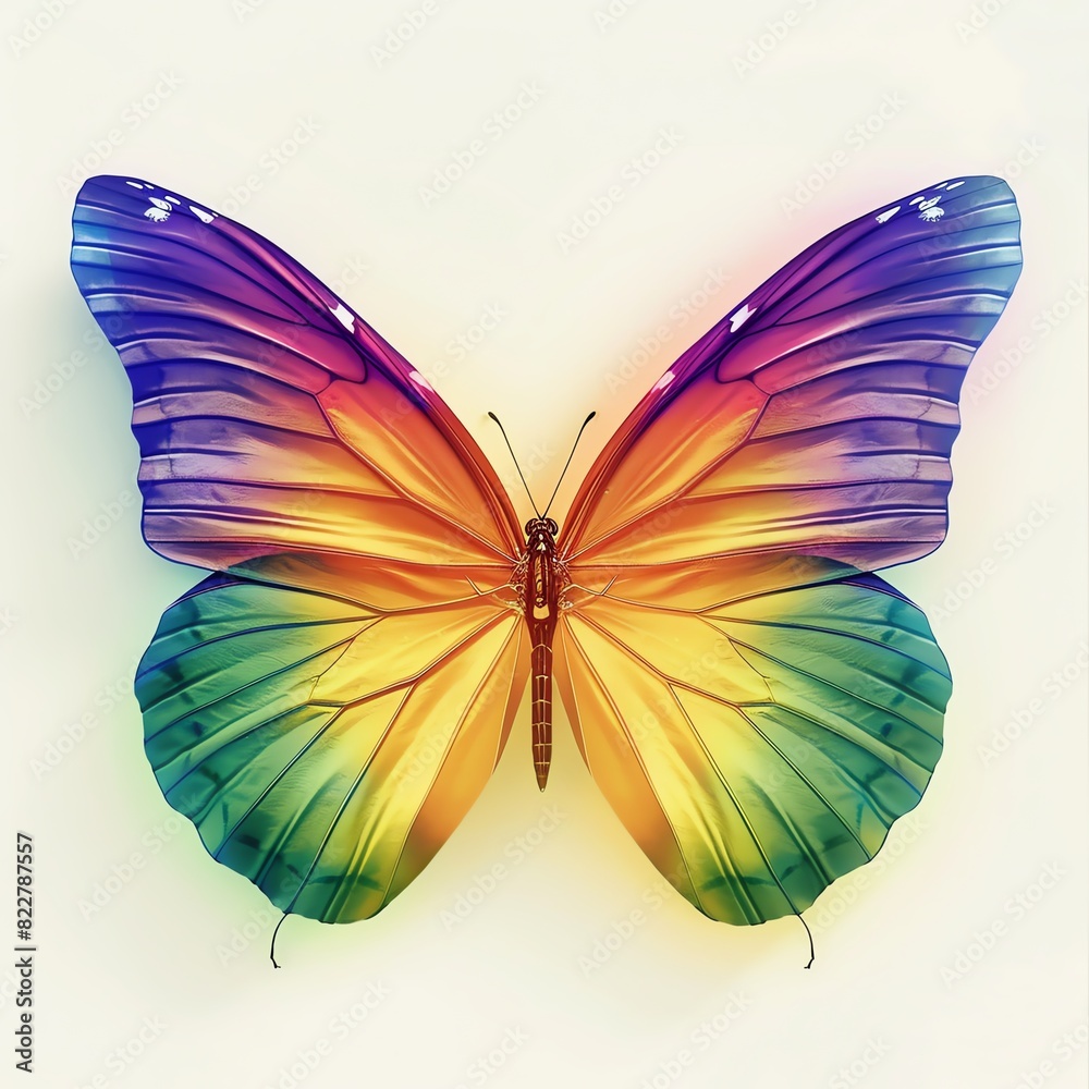 A vibrant, multicolored butterfly with wings showcasing a spectrum of colors. Perfect for nature and beauty-related concepts. A vibrant, multicolored butterfly with wings showcasing a spectrum of colors. Perfect for nature and beauty-related concepts.