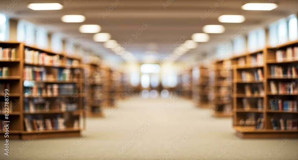 A serene reading environment with the library background softly blurred behind the man.