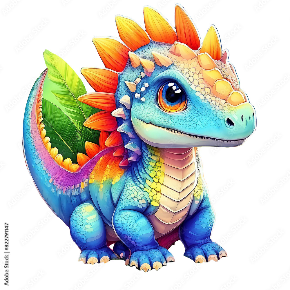 Fototapeta premium Super Colorful Baby Dinosaurs Illustrations for Decoration