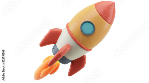 3D icon of a rocket isolated on transparent background,png