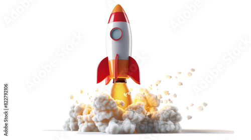 3D icon of a rocket isolated on transparent background,png