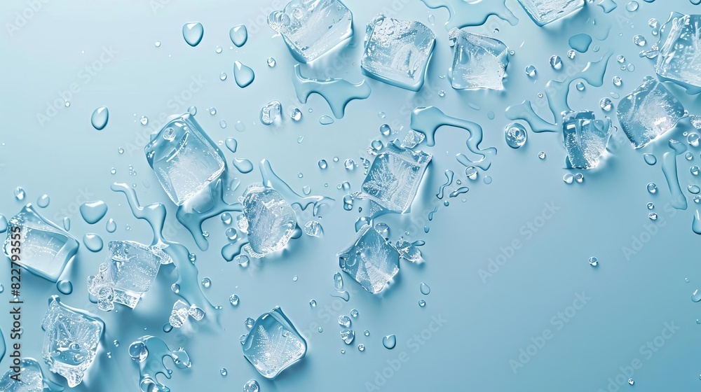 melting ice cubes scattered on light blue water droplet backdrop cool and refreshing texture momentary frozen liquid illustration melting ice cubes scattered on light blue water droplet backdrop cool and refreshing texture momentary frozen liquid illustration