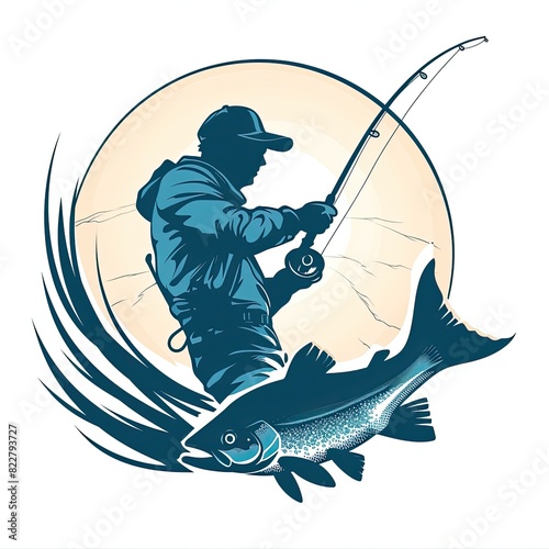 Fishing Logo, Fish Symbol, Wildlife and Game Icon, Hobby Leisure Art Concept, Animal Illustration Trout Bass Illustration, Isolated White Background