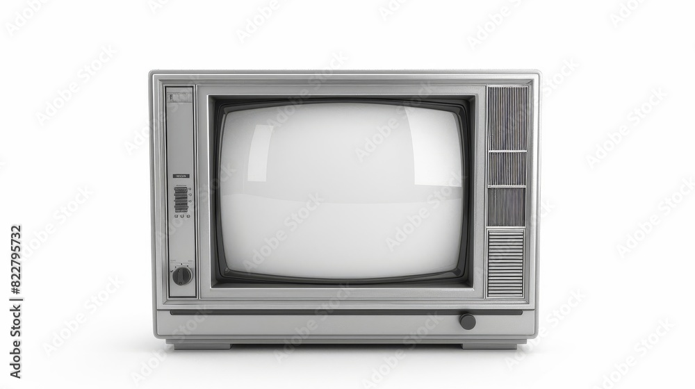 old silver tv isolated on white retro technology concept with blank screen 1980s2000s era old silver tv isolated on white retro technology concept with blank screen 1980s2000s era