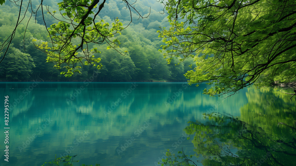 beautiful lake in green forest, relaxing landscape wallpaper beautiful lake in green forest, relaxing landscape wallpaper