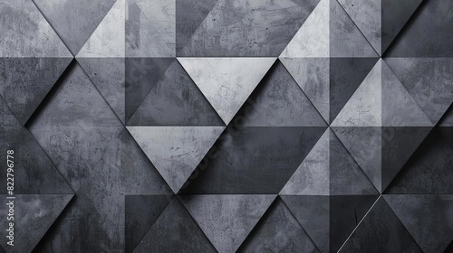 polygonal abstract design with textured triangular shapes in shades of gray geometric background