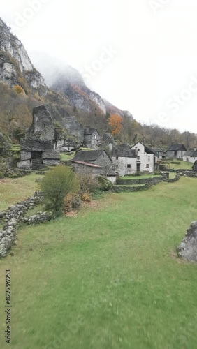 The georgous stone-and-slate village of Foroglio in the Val Bavona - Ticino, Switzerland. photo