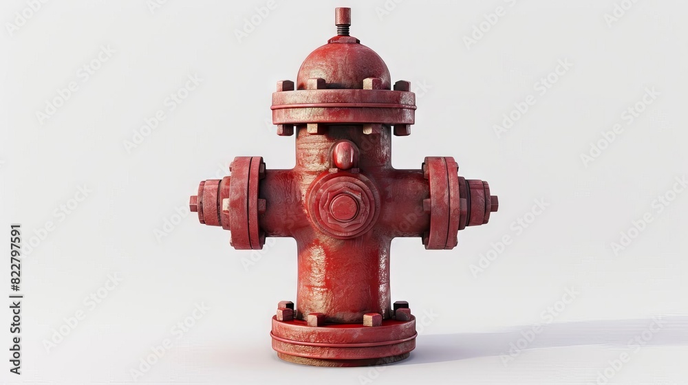 red fire hydrant front view on white background 3d illustration
