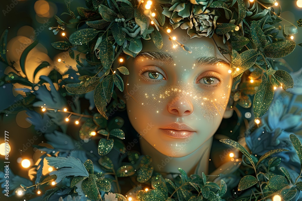 Glowing Intricate Digital Painting of a Mysterious Beauty in Elegant Lights Glowing Intricate Digital Painting of a Mysterious Beauty in Elegant Lights