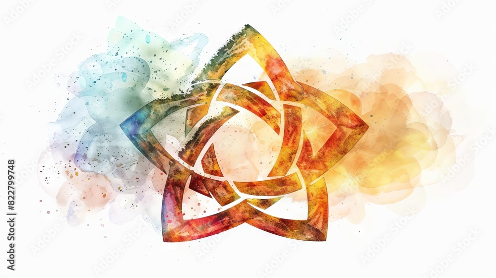 sacred triquetra holy trinity symbol in watercolor style on clean white ...