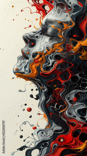 woman's face with splash wet paint - 9x16 ratio