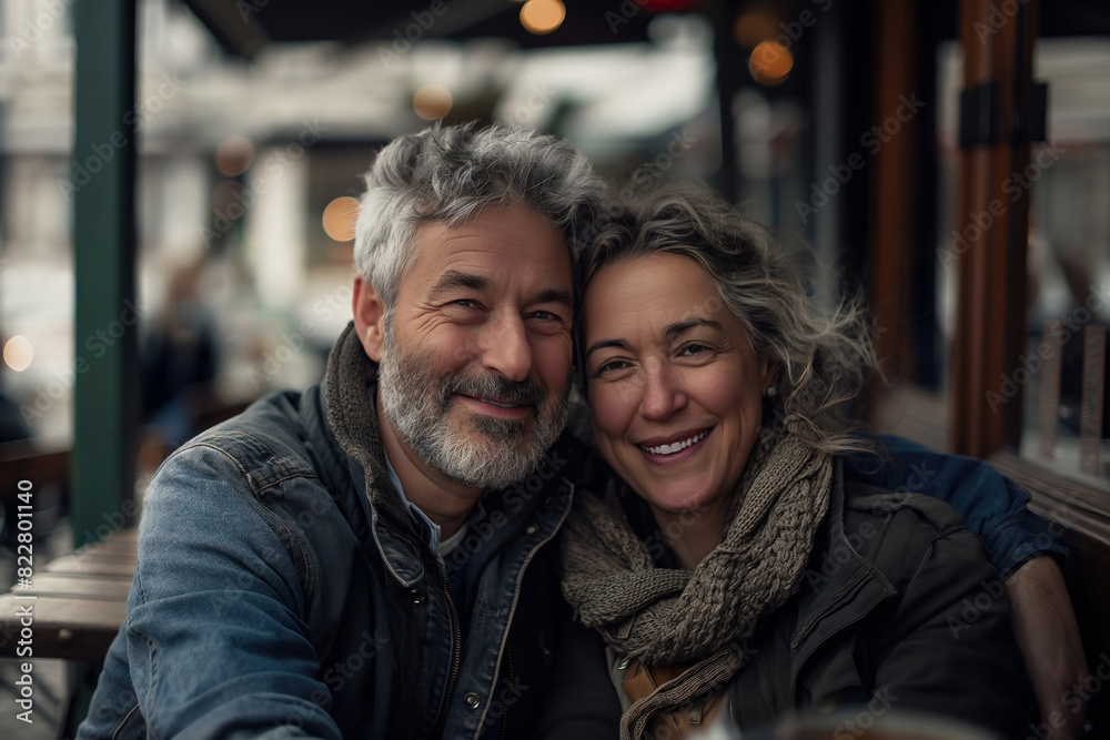 Middle aged couple looked at each other feeling the warmth of love Middle aged couple looked at each other feeling the warmth of love